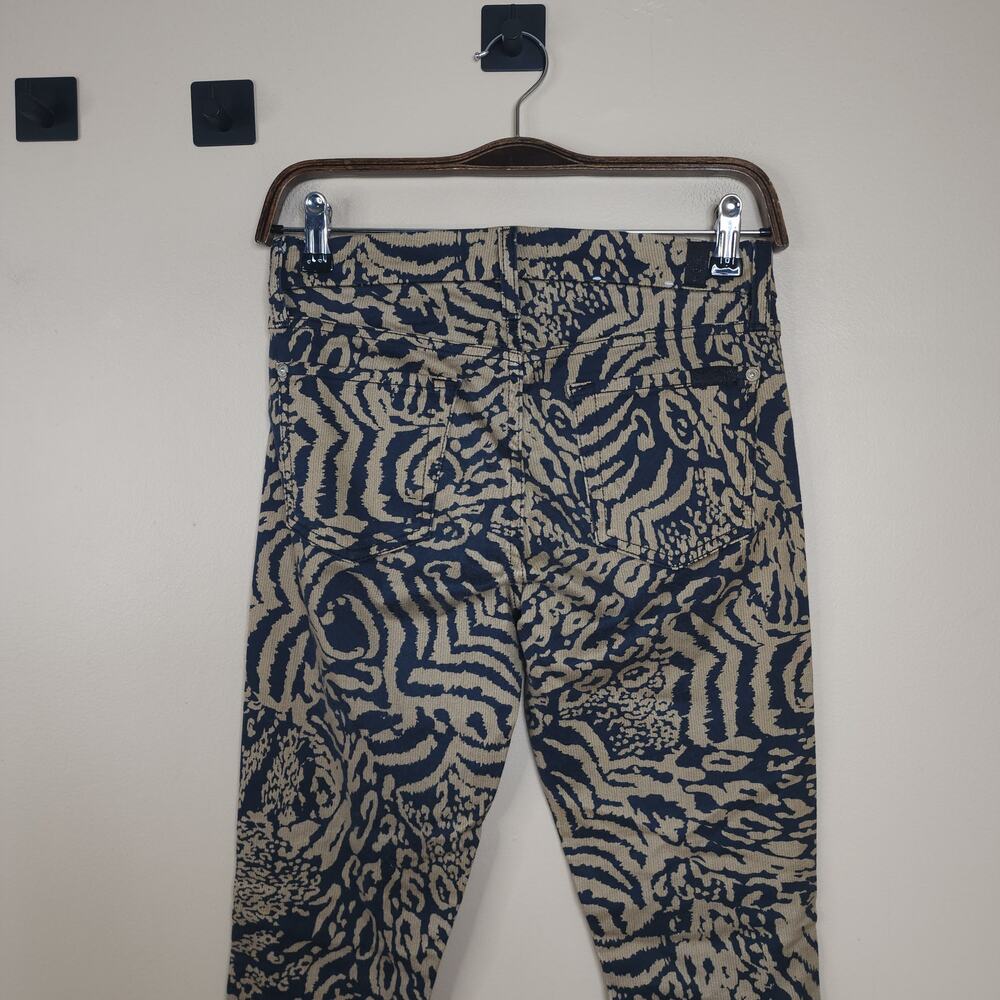 7 for All Mankind The Ankle Skinny Jeans in Royal Leopard Size 26 - Picture 5 of 11